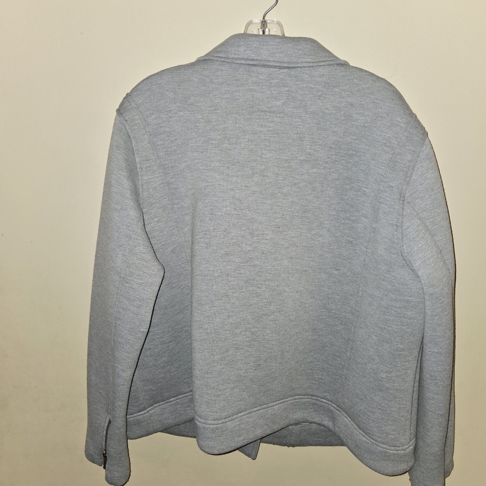 Old Navy xxl heather grey sweat shirt neoprene like moto jacket - Picture 9 of 12